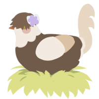 Doppelgänger, a bark and beige chicken with a head pattern