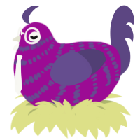 Mignon, a plum and overcast chicken with a bar pattern