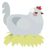 Daisy, a mist and silver chicken with a head pattern