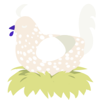 Blueberry Yogurt, a cream and white chicken with a speckle pattern
