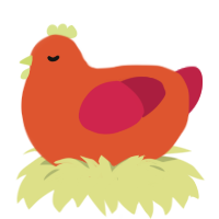 A vermilion and crimson chicken