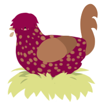 (unnamed), a maroon and brown chicken with a speckle pattern