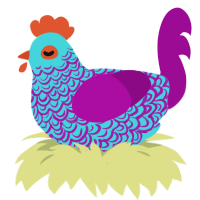 A aqua and plum chicken with a double-lace pattern