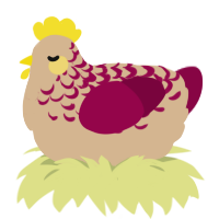 Clarice, a beige and maroon chicken with a half-lace pattern
