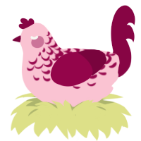 Baby, a rose and maroon chicken with a half-lace pattern