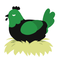 A black and viridian chicken with a head pattern
