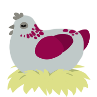 A silver and maroon chicken with a neck-speckle pattern