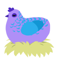 A lilac and sky chicken with a half-lace pattern