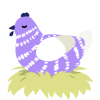 A lilac and white chicken with a bar pattern