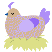 A beige and lilac chicken with a lace pattern