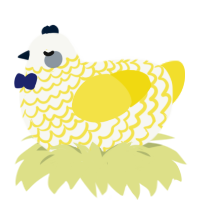 Popcorn, a white and yellow chicken with a lace pattern