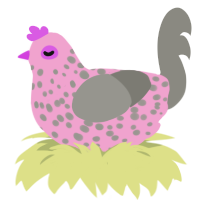 Strawberry Icecream, a pink and ash chicken with a speckle pattern