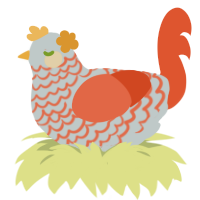 Carrot Soup, a silver and vermilion chicken with a lace pattern