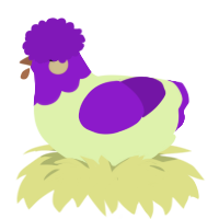 Mr Disco, a apple and violet chicken with a head pattern