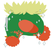Perkeo, a viridian and vermilion chicken with a neck-speckle pattern