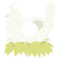 milkcry, a white chicken with a speckle pattern