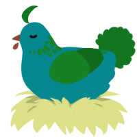 Earth, a teal and leaf chicken with a neck-speckle pattern