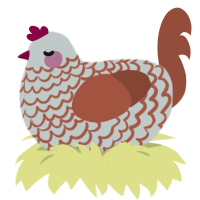 A silver and russet chicken with a lace pattern