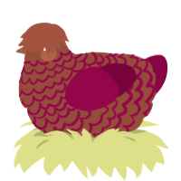 A russet and maroon chicken with a lace pattern