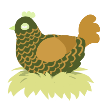 A olive and gold chicken with a lace pattern