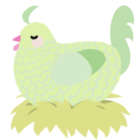 A apple and gluppy chicken with a lace pattern