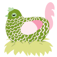 hypno, a chartreuse and rose chicken with a lace pattern