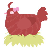Valentines, a red chicken with a bar pattern