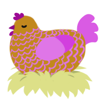 (unnamed), a ochre and orchid chicken with a lace pattern