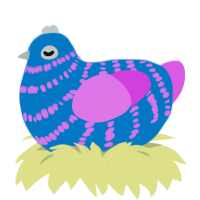 (unnamed), a sapphire and orchid chicken with a bar pattern