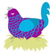 Poptart, a plum and cerulean chicken with a lace pattern