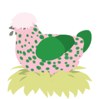 fresa verde, a rose and viridian chicken with a speckle pattern