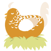 A orange and cream chicken with a half-lace pattern