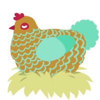 A gold and mint chicken with a lace pattern