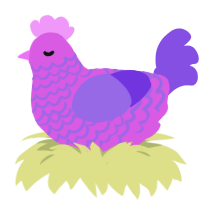 A orchid and blurple chicken with a lace pattern