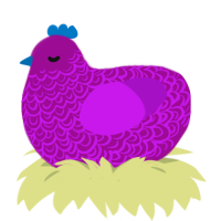 Neon, a plum and amethyst chicken with a double-lace pattern