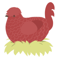 A red chicken with a lace pattern