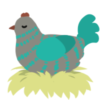 A ash and turquoise chicken with a bar pattern