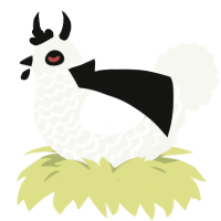 A white chicken with a lace pattern