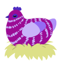 Plum Berries, a plum and lilac chicken with a bar pattern