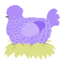 A lilac chicken with a lace pattern