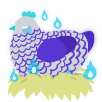 Veiled Star, a mist and indigo chicken with a lace pattern