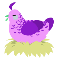 bleh, a lavender and violet chicken with a half-lace pattern