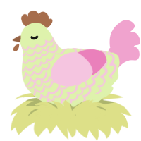 A apple and pink chicken with a lace pattern