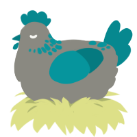 A ash and teal chicken with a neck-speckle pattern