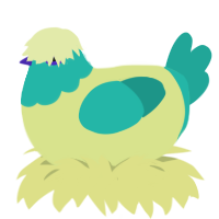 (unnamed), a lemon and turquoise chicken with a head pattern