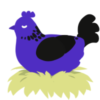 (unnamed), a indigo and black chicken with a neck-speckle pattern