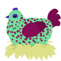 A spring and wine chicken with a speckle pattern