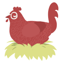 A red chicken with a double-lace pattern