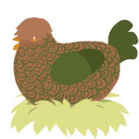 A brown and olive chicken with a double-lace pattern