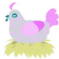 Concrete Marshmellow, a mist and lavender chicken with a bar pattern
